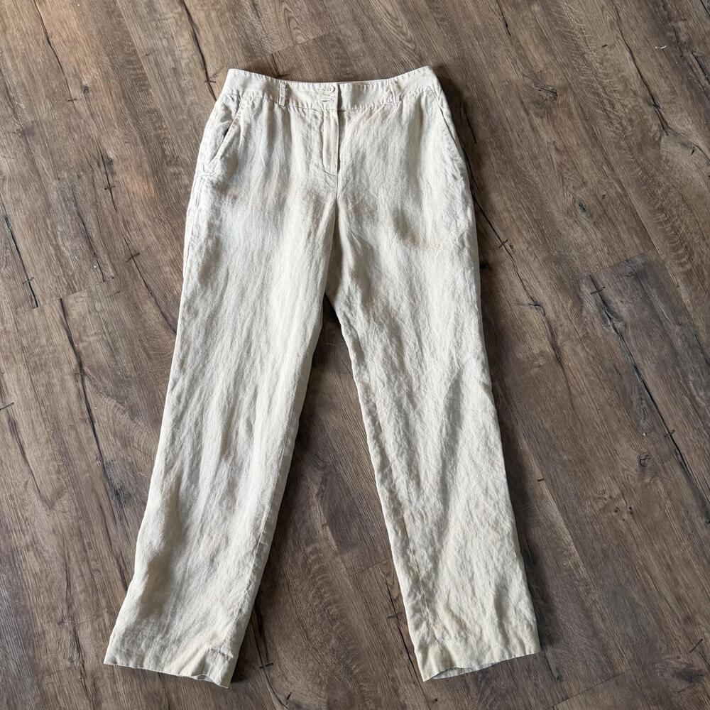 Brooks Brothers Dress Pants Womens 10 Beige Irish Linen Straight Leg Beach